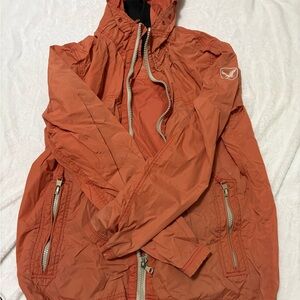 Women's Orange Hooded Windbreaker